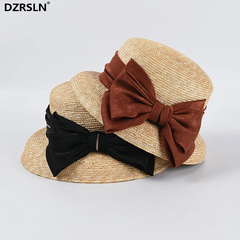 

Summer New Large Bowknot Straw Hat Women's Luxury Desige Outdoor Wedding hats Travel Vacation Seaside Beach Sun Protection Hat