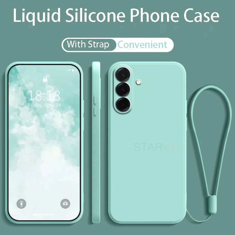 Luxury Liquid Silicone Phone Case with Lanyard - Soft Back Cover