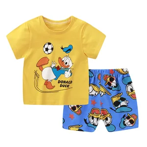 Летние хлопковые детские комплекты Disney, футболка с коротким рукавом для мальчиков + шорты, комплекты одежды для малышей, одежда для маленьких мальчиков