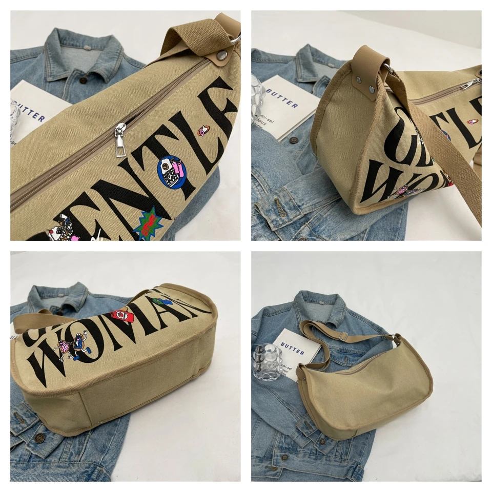 Women's Leisure Canvas Shoulder Bags Ladies Simplicity Fashion Crossbody Bags Designer Large-capacity Commute Female Handbags