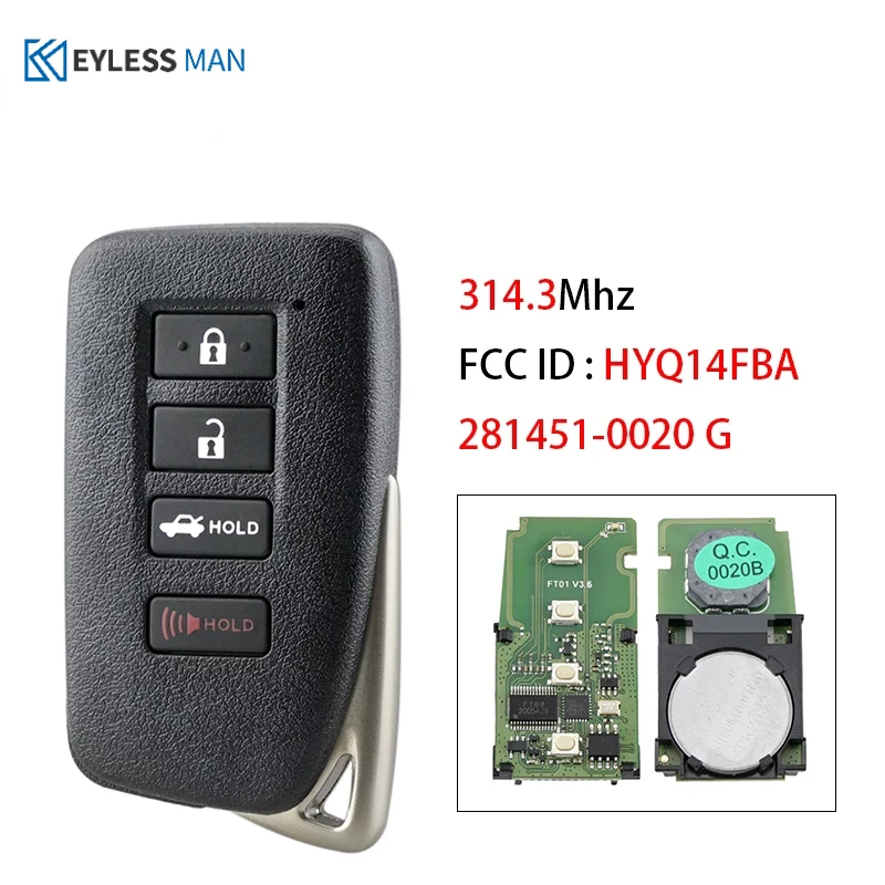 HYQ14FBA Smart Remote Car Key Fob For Lexus GS350 GS450H ES350 ES300h GS200t 2013 - 2016 Car Remote Key 281451-0020 G 312/314MHZ