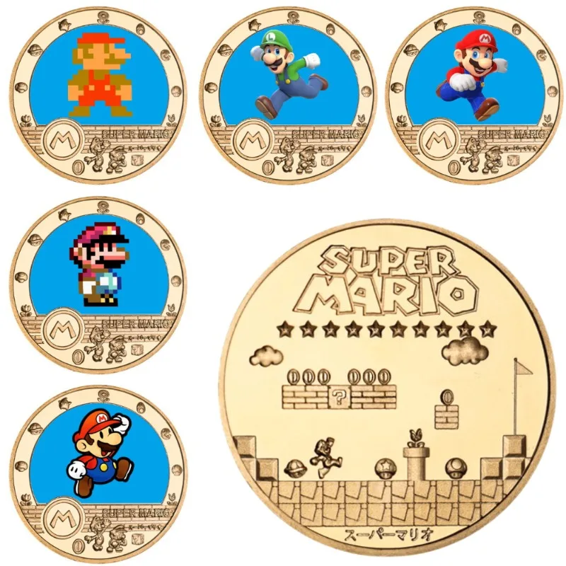 Super Marios Bros Monete Commemorative Artigianato In Metallo Commemorativo Con Set Di Scatole Regalo Giocattoli Per Bambini Monete Da Collezione Peri