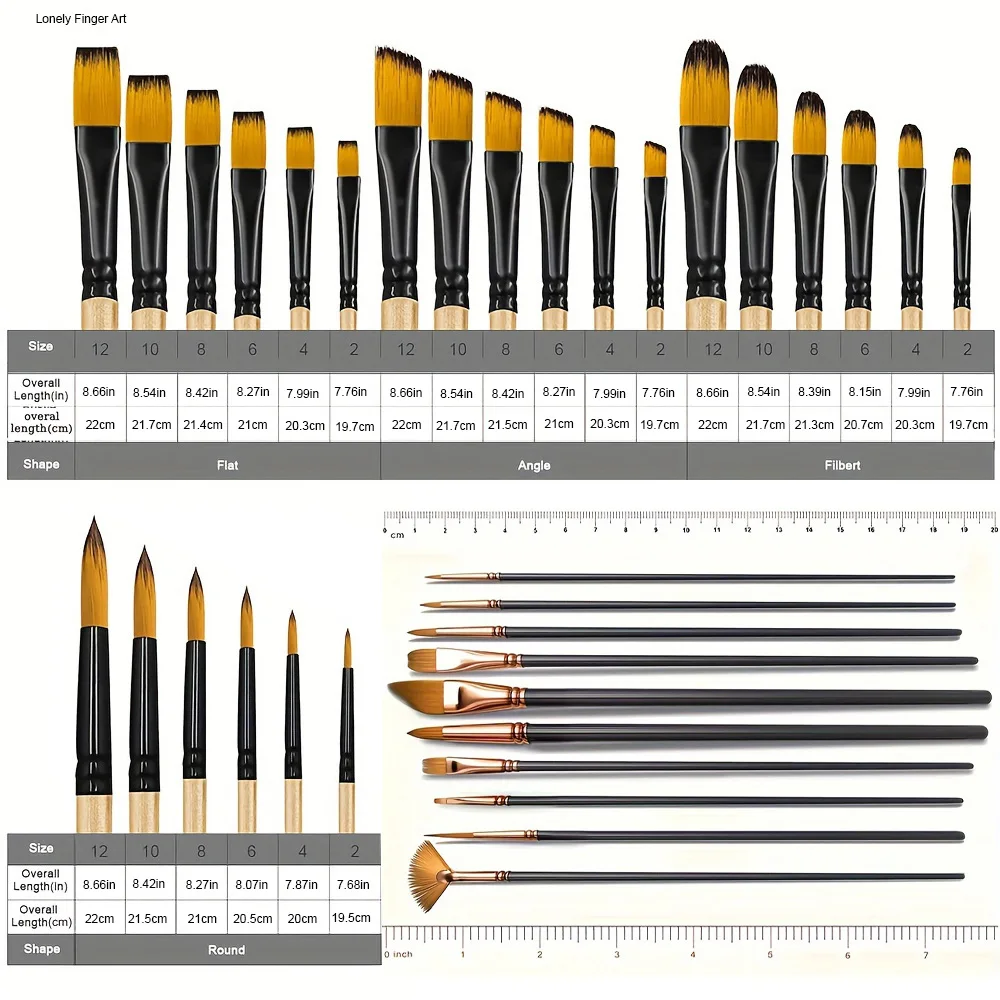 Set 36 pennelli professionali da artista per olio e acrilico_voghion.com