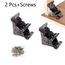 Foldable Self-Locking Right Angle Hinges - Heavy-Duty Furniture Hardware with Screws (2/4 Pack) (2Pcs With Screws)