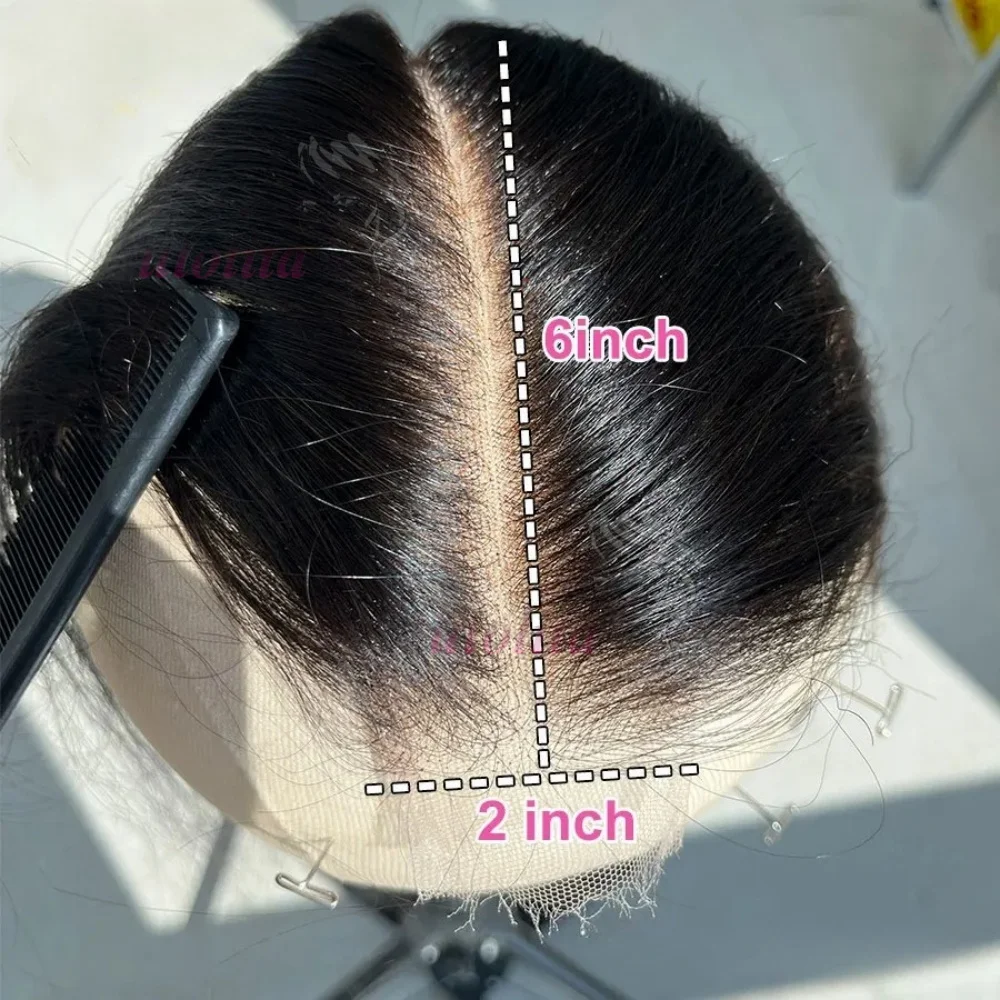 Chiusura in pizzo HD 2x6 liscia effetto pelle, chiusura HD realistica, colore nero naturale, pre-strappata, trasparente, in capelli umani Remy - immagine 6