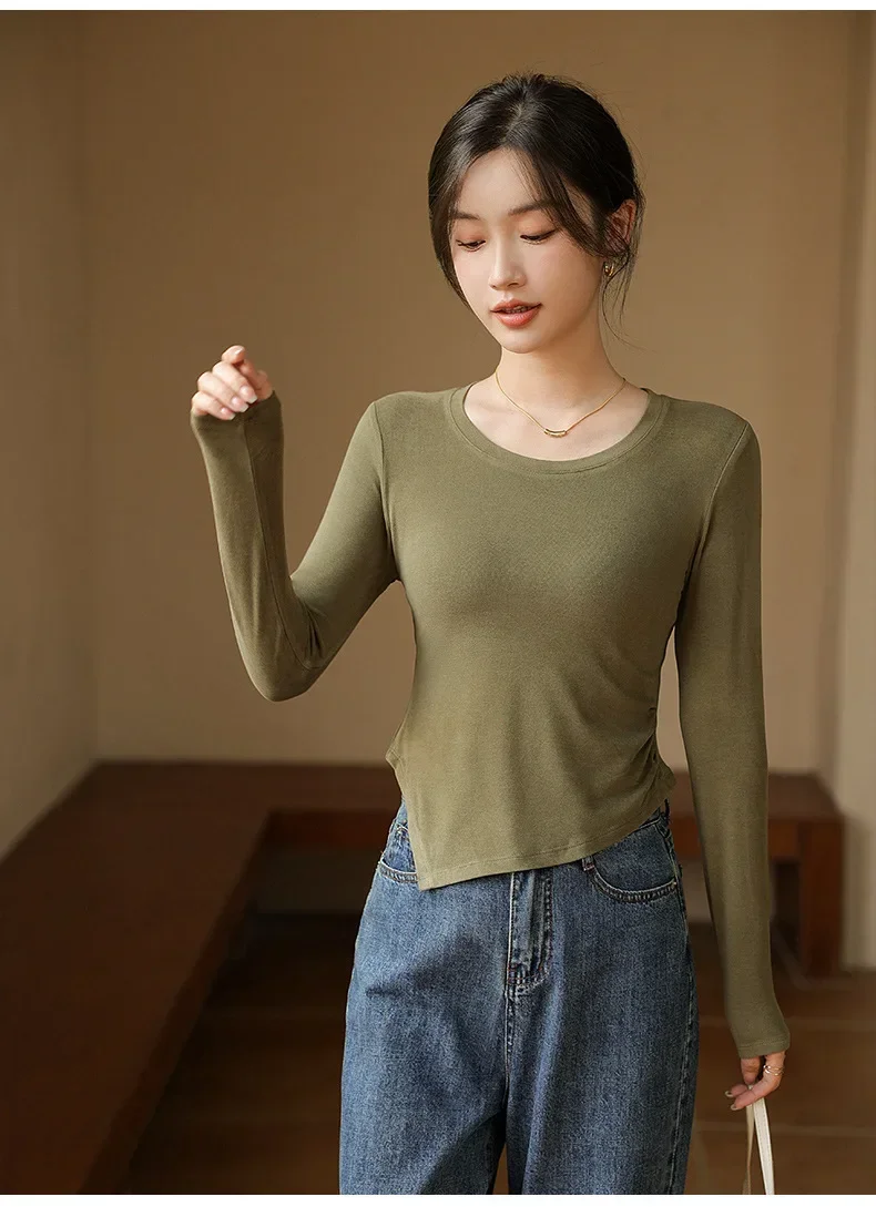 

Base dress autumn winter new round-necked long-sleeved womens T-shirt live blast gray22