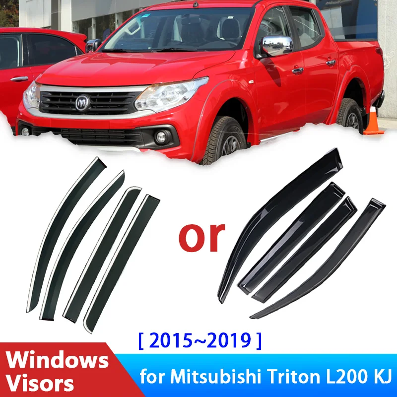 

4x Windshield for Mitsubishi Triton GLS L200 KJ KK KL 2015~2019 Accessories Car Window Visor Deflectors Rain Eyebrow Auto Stying