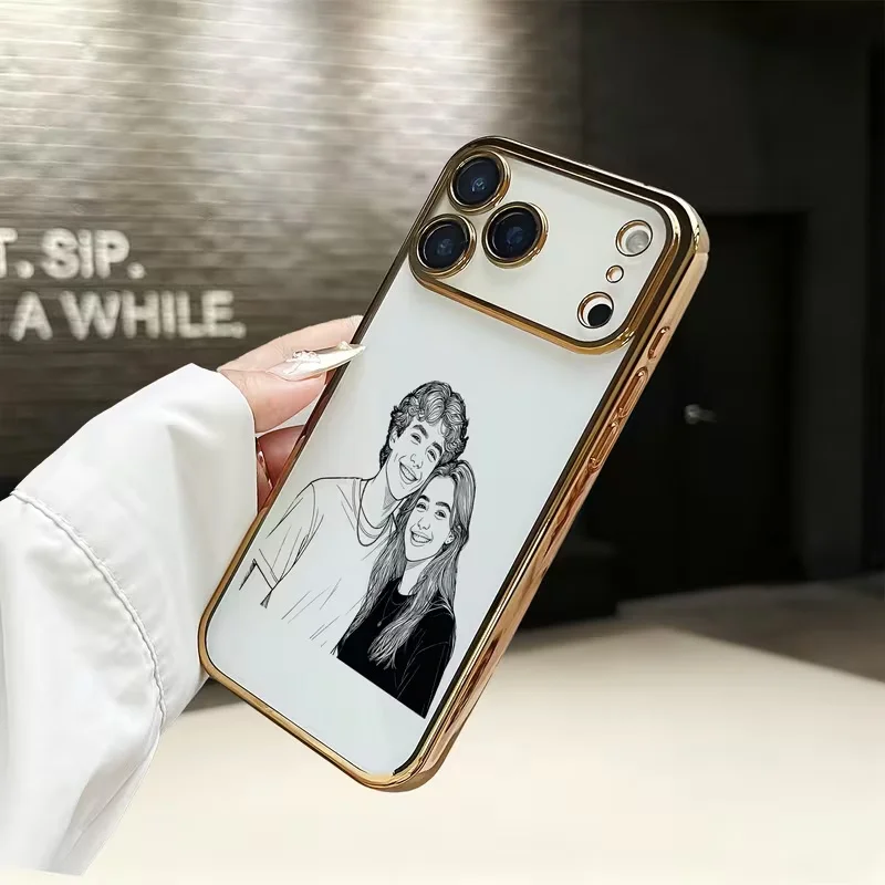 Personalized Customized Photo Sketch Lines Personalized Plating Transparent TPU Case thumbnail 9
