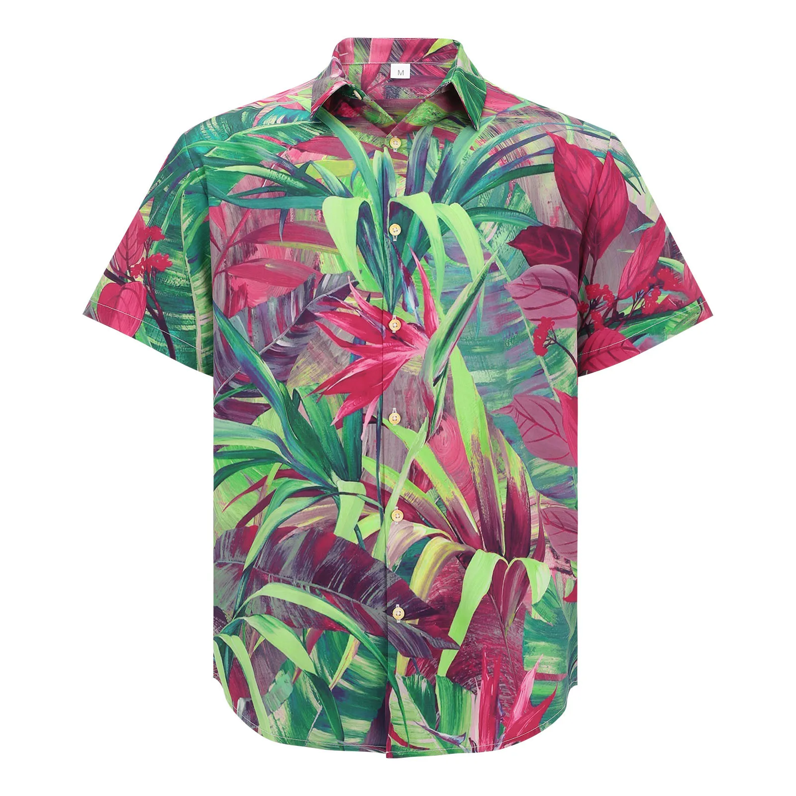 

Men Fashion Spring Summer Casual Short Sleeve Turndown Neck Printed T Shirts Top Blouse Flower Ethnic