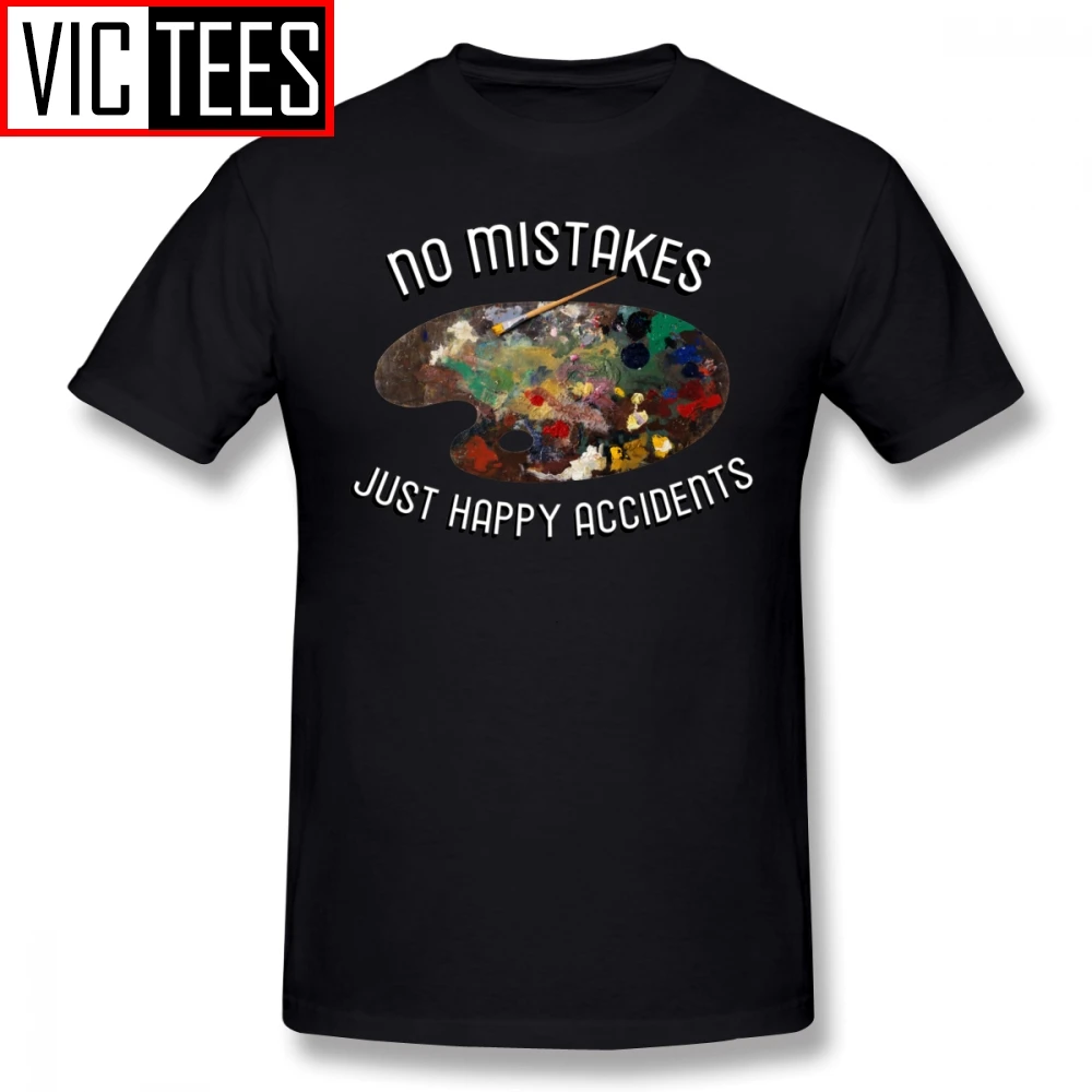 Мужские футболки Bob Ross, BOB ROSS, без ошибок, счастливые несчастные случаи, футболка с принтом, милая футболка, модная футболка большого размера