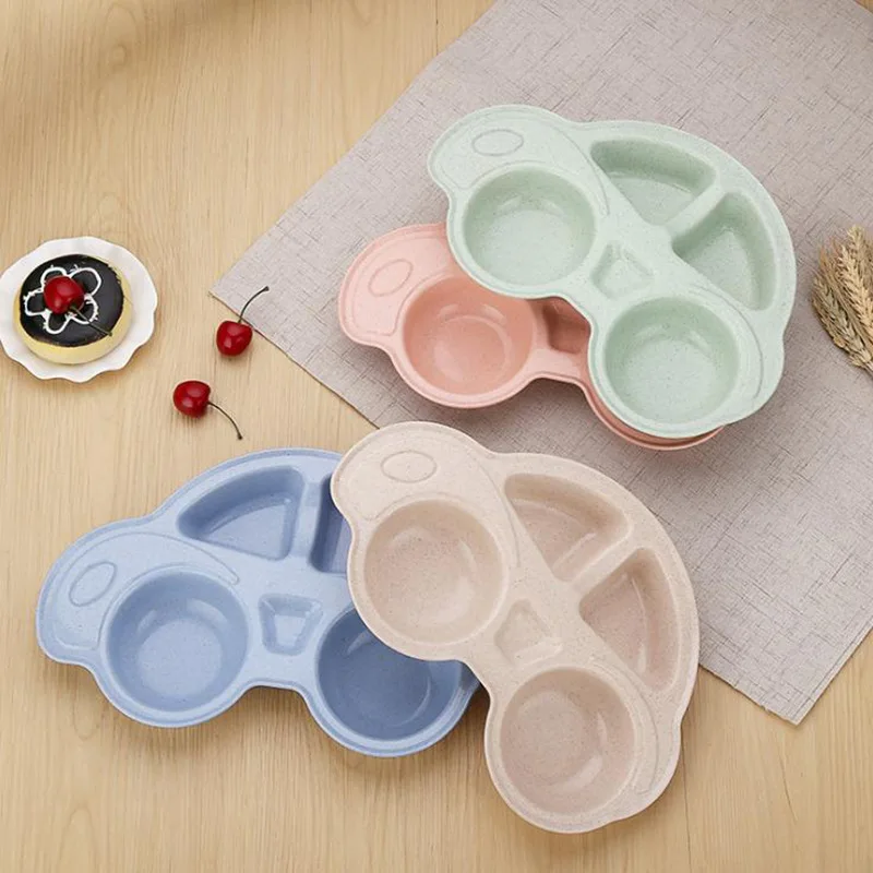 Toddler Infant Baby Dishes Cartoon Car Shape plate Environmentally Separated Child Food Plates Kids Dinnerware Tableware Tray silicone dinner plate