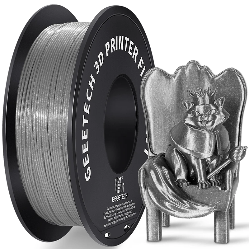 thumbnail image 1 of GEEETECH Silk PLA Filamento 3D Bobina de alambre de 1 kg y 1,75 mm Material para impresora 3D Recargas para impresión 3D Entrega rápida Envasado al vacío, 1 of 5