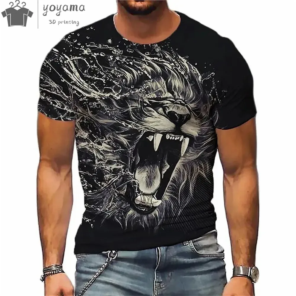 

Men's T-Shirt Fashion Summer 3d Print Top Classic Lion Pattern Top Street Personality Oversized Tees Short Sleeve O-Neck T Shirt