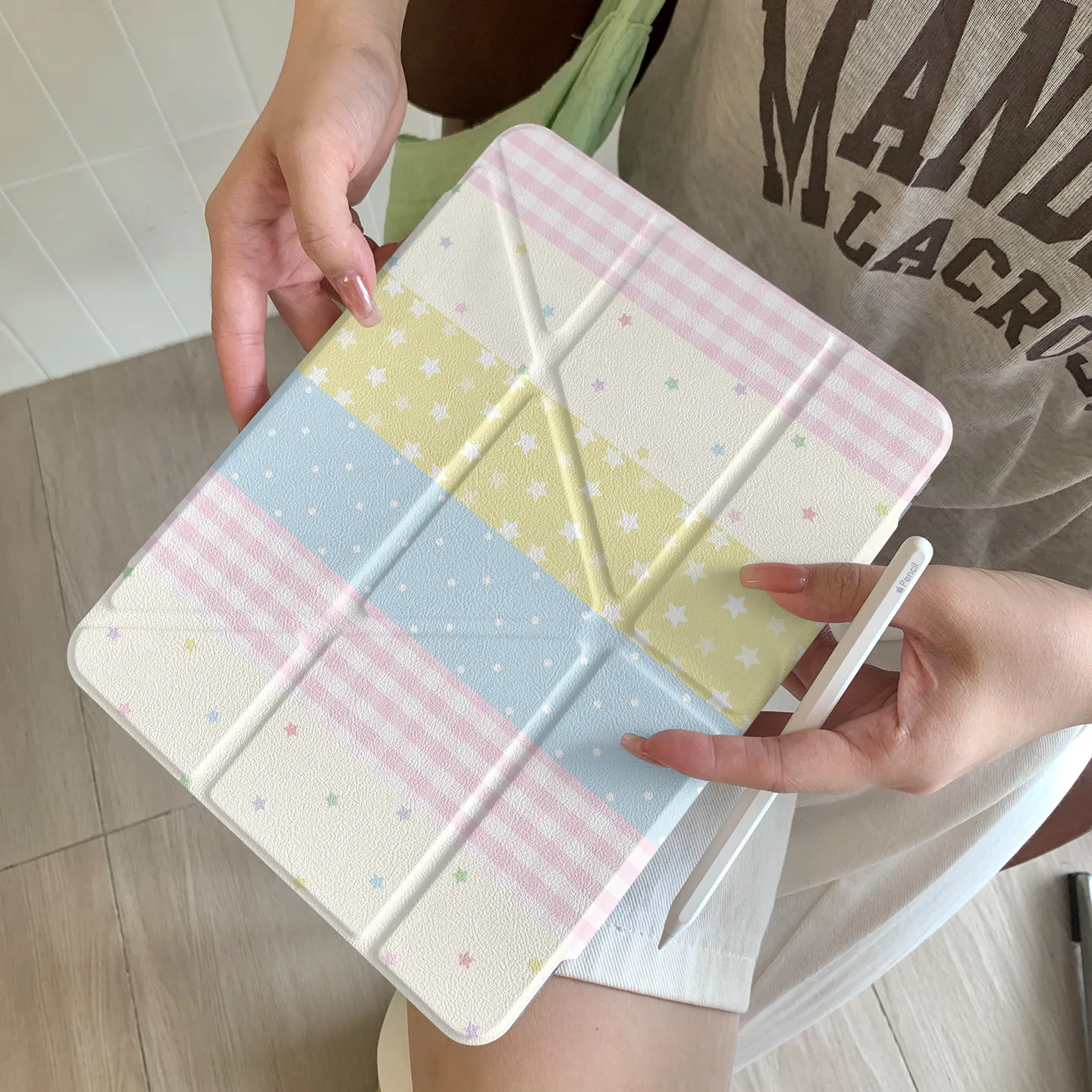 Ins Cute Y-Fold Tablet Case with Stylish Design