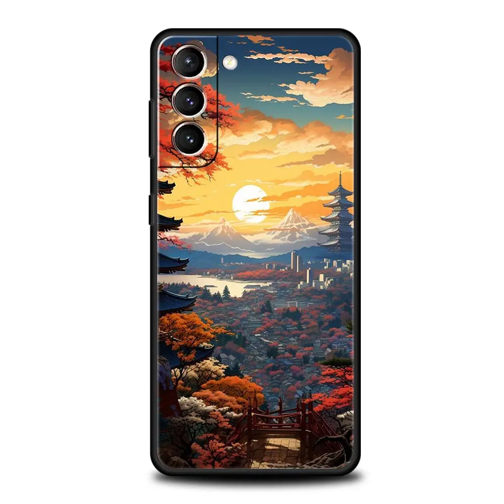 Japanese Landscape Design Soft Silicone Phone Case