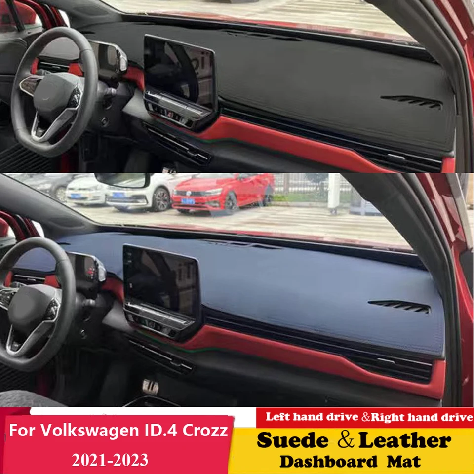 Black Leather Dashboard Cover Protector Mat For VW ID.4 2021-2023 – 2-Year Warranty, Unbranded