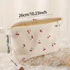 Cherry printed corduroy makeup bag, lightweight zipper makeup storage box, multifunctional bag with lining 2