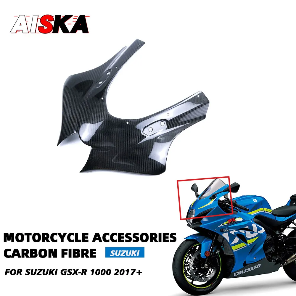 

For Suzuki GSXR GSX-R 1000 2017 2018 2019 2020 2021 2022 Pure Carbon Fiber Upper Front Headlight Fairing Motorcycle Accessories