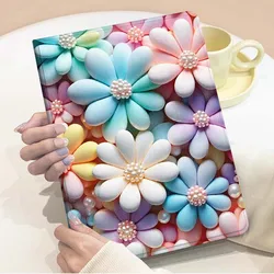 Caso per tablet elegante con fiori e scintillanti