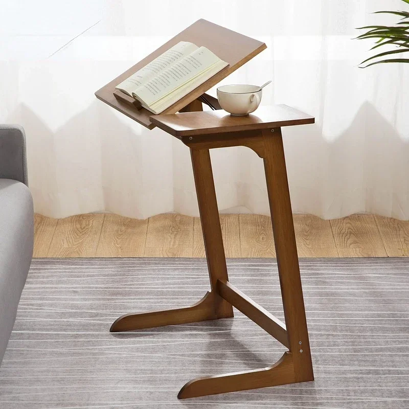 Breakfast Table Simple Light Luxury Coffee Table, Convenient Folding Round Solid Wood Panel, Adjustable Laptop Stand