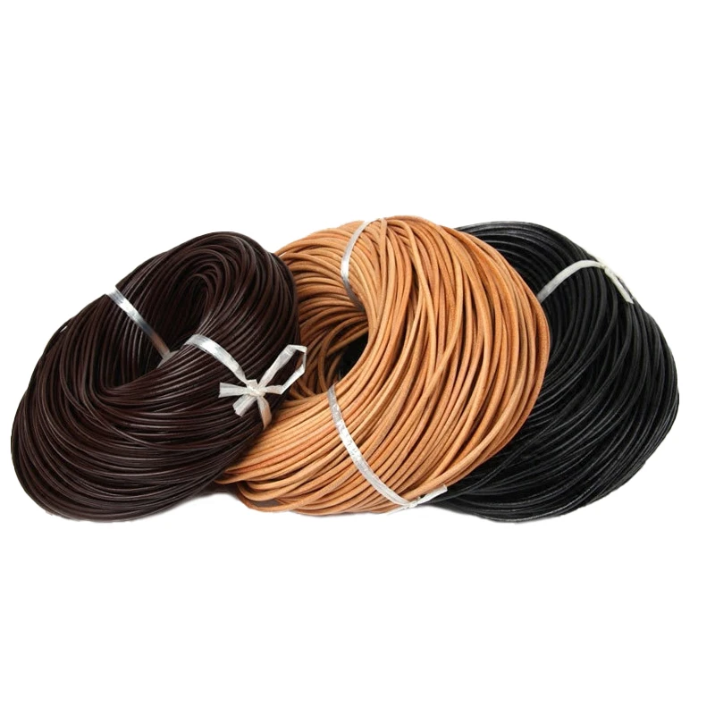 1m Leather Rope For DIY Necklace Cord Bracelets String Retro Black Color Leather Cord Handicraft Jewelry Making Supplies