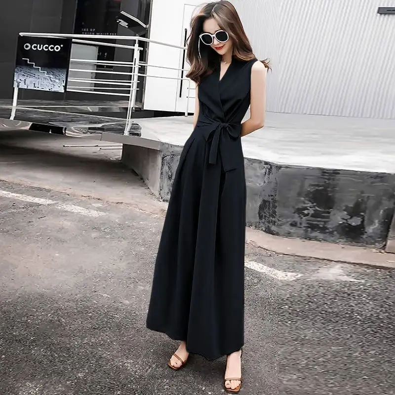 2024 Summer New Jumpsuit Wide Leg Pants Set Korean Version Jumpsuit, Fashionable Temperament Slimming Women's Clothing