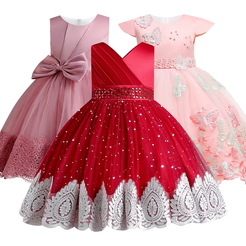 

Butterfly Embroidery Princess dress for Girl's fluffy lace embroidered flower Children's dress Ball Party Beaded Jacquard Dress