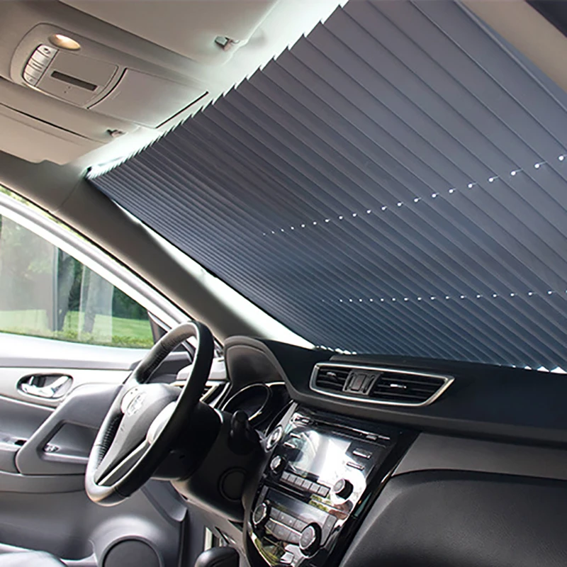 Car Windshield Sunshade Curtain Retractable Set Front Rear Window Sun