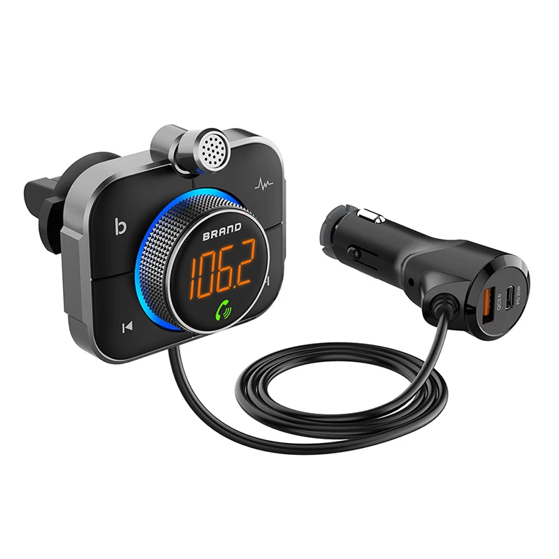 

Автомобильный MP3-плеер 2022, приемник Bluetooth 5,0, FM-передатчик, двойное зарядное устройство USB QC3.0, U-диск/TF-карта, музыка без потерь