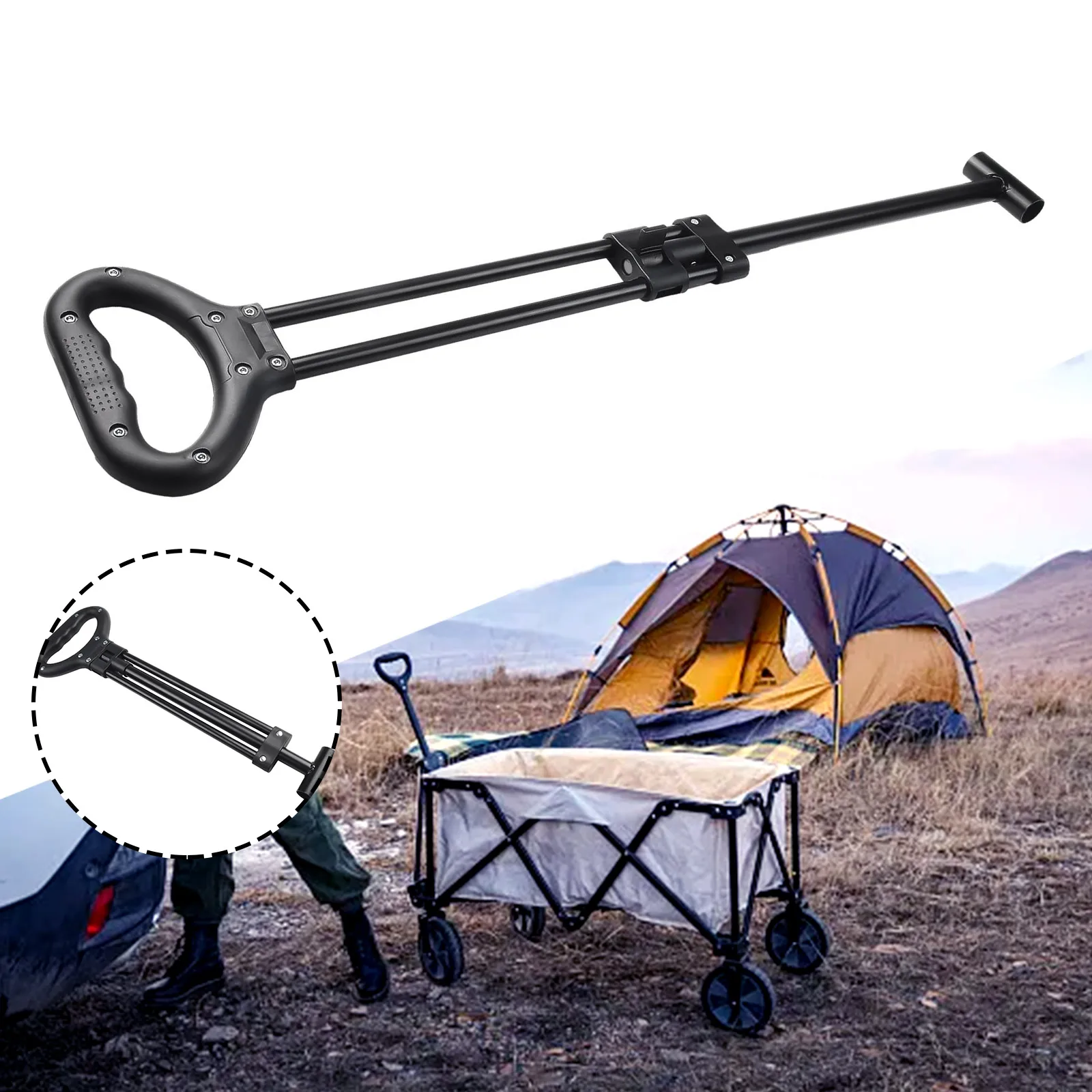 

Wagon Cart Pull Handle Spare Replacement Telescoping Rod For Camping Trolley Practical Iron Hiking Accessories Replacement