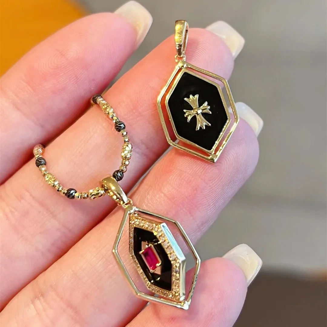 Double Sided Black Onyx + Diamond Hex Necklace – Skaska Jewelry