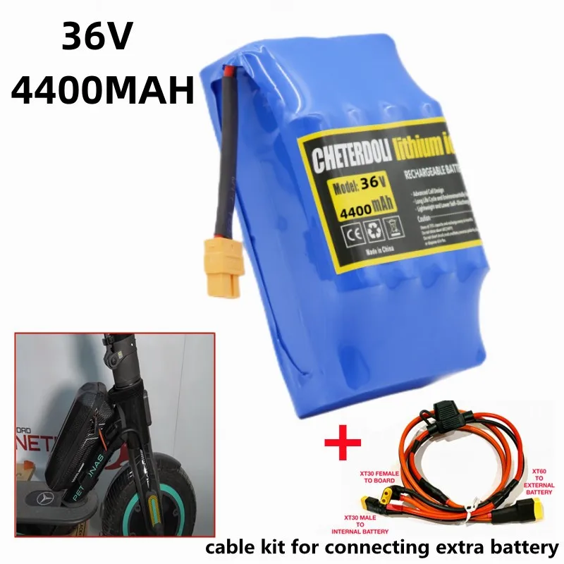 

Extra Expansion m365 and Pro Battery Pack 36V 4.4Ah 7.0Ah 18650 Rechargeable Lithium ion Battery With Cable Kit for Scooter