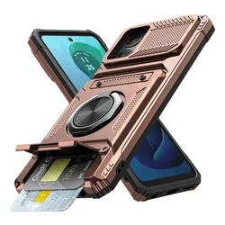 Premium Rotated Ring Kickstand Wallet Case with Enhanced Protection for Motorola Moto G Stylus 5G (2024) (Rose Gold)