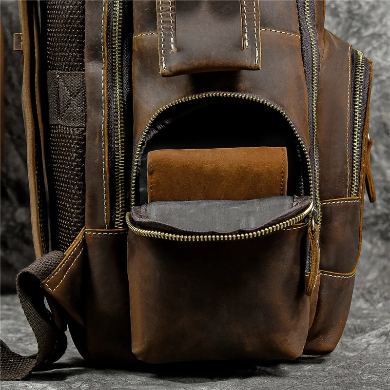 Leather College Backpack For Men