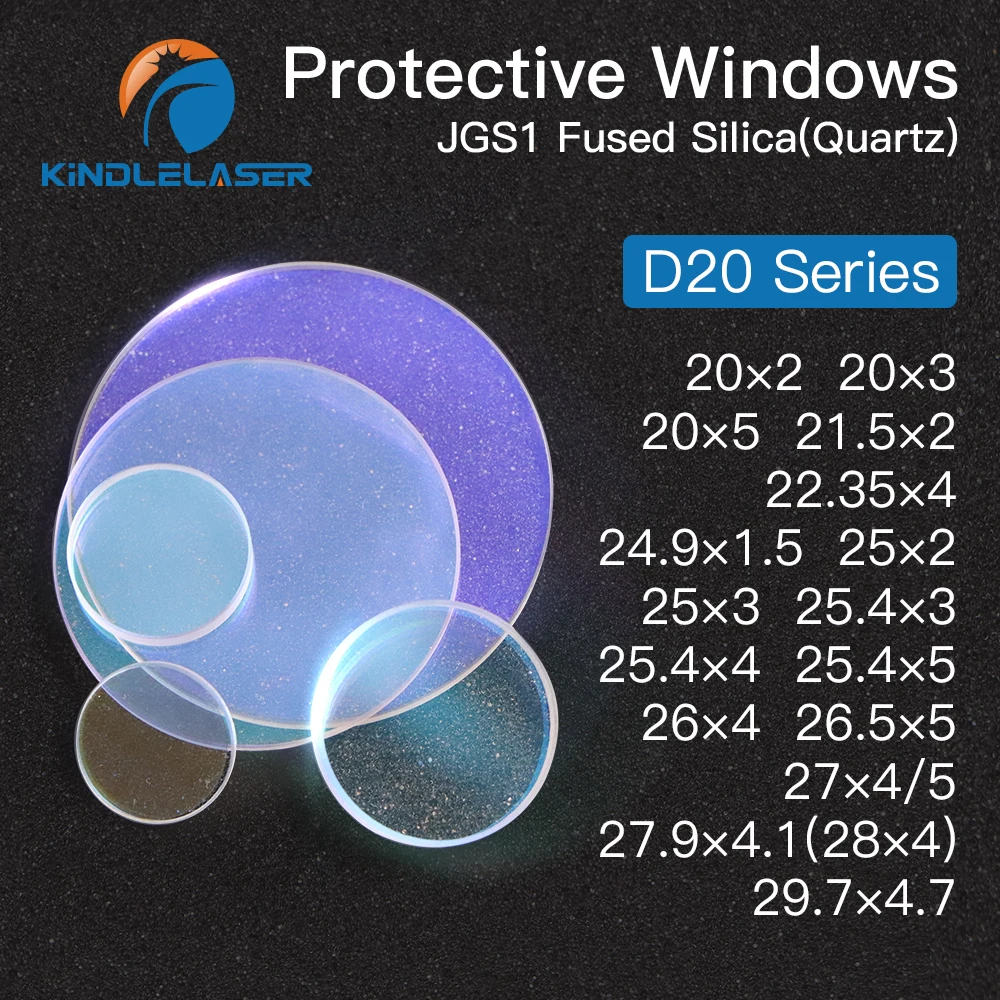 

KINDLELASER Laser Protective Windows D20 - D29 Series Quartz Fused Silica for Fiber Laser 1064nm Precitec Raytools WSX