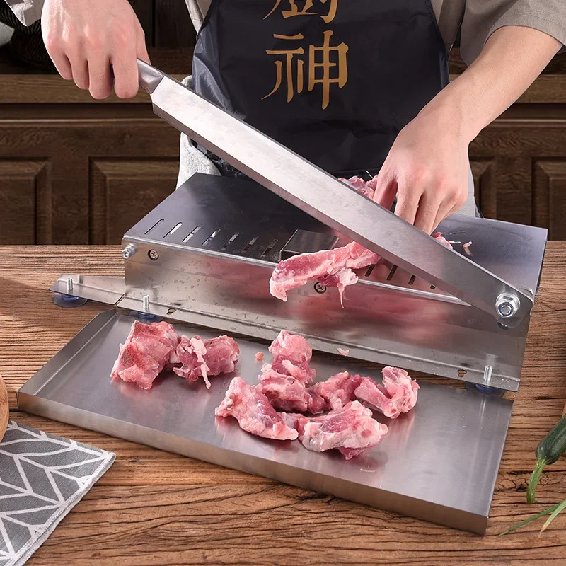 Food Slicer Manual Meat Slicer Spareribs Bone Cutter Chinese Medicine Jerky Slicer Rib Chicken Fish Frozen Meat Vegetables Knife