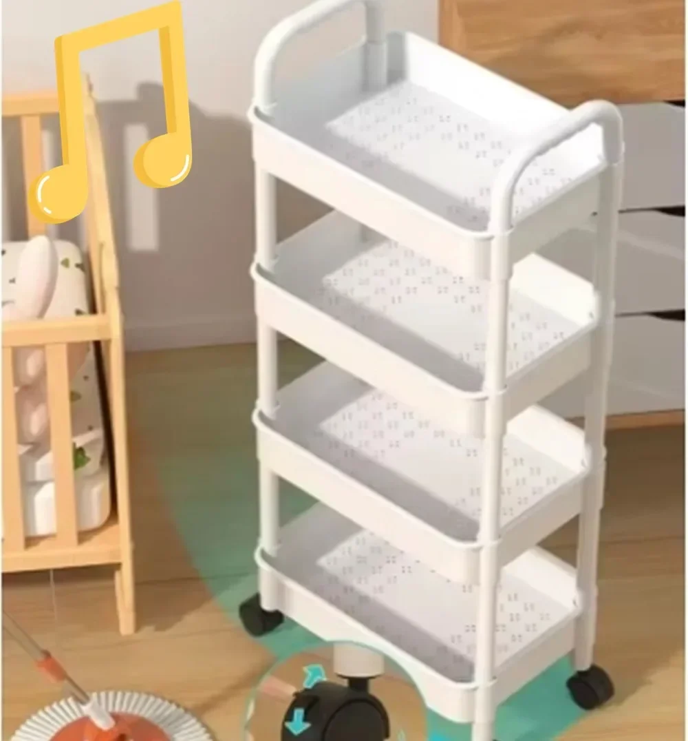 Household Multi-layer Small Cart Storage Rack Floor To Floor Kitchen Bedroom Bathroom Storage Rack Storage Rack With Wheels 6