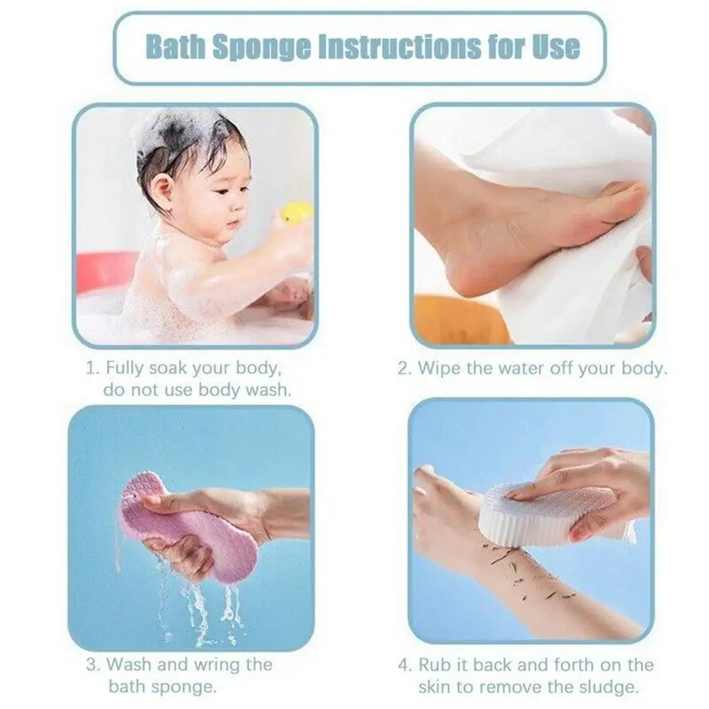 thumbnail image 4 of NUEVO 1PC Esponja de algodón suave para fregar, esponja de baño indolora, frota el barro para el baño, ducha, lavado, cepillos de masaje saludables, suministros de baño, 4 of 6