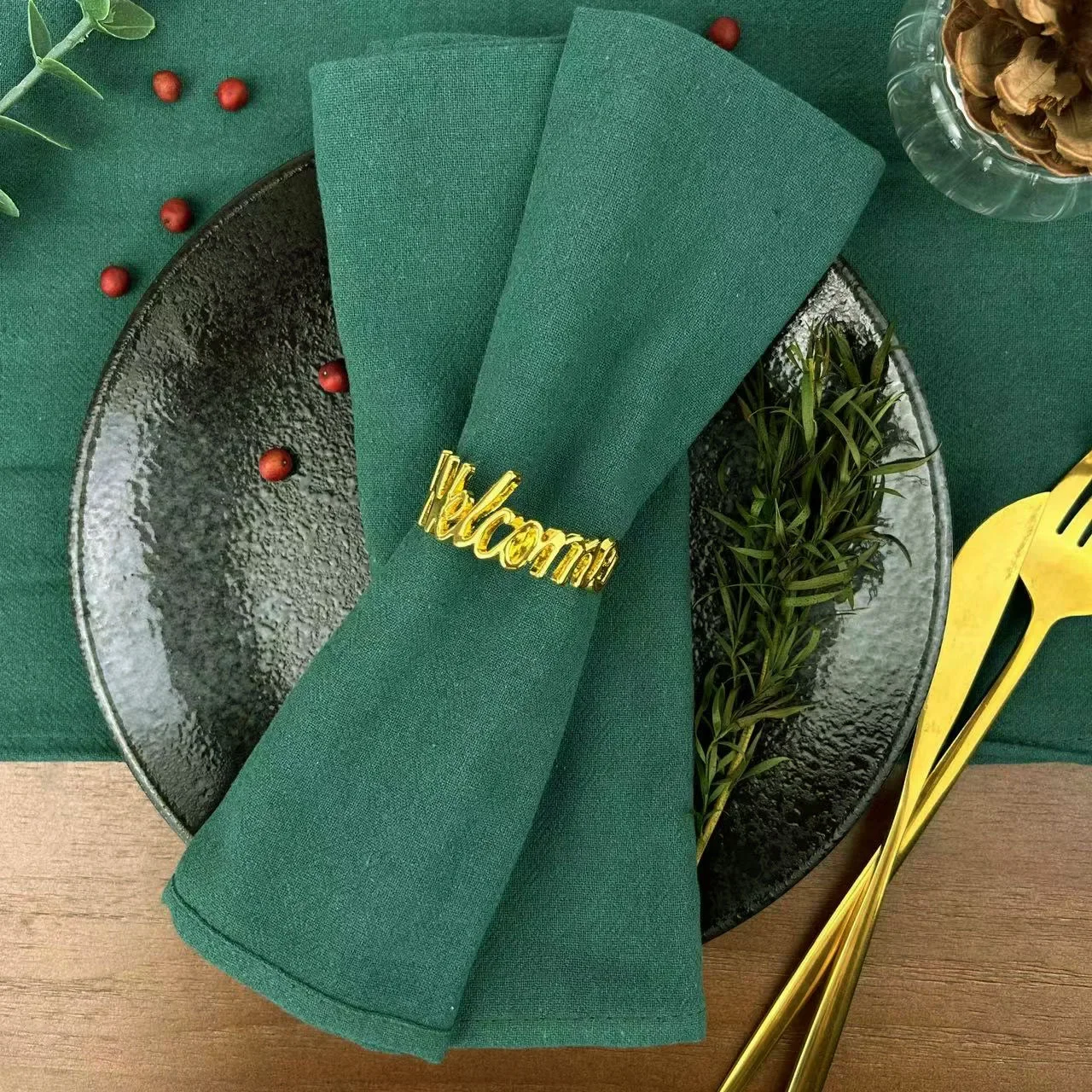 50Pcs 32X32Cm Salie Groen Bruiloft Katoen Servet