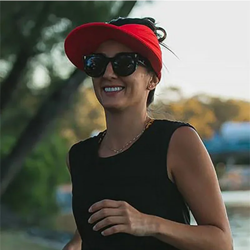 Summer Women Visor Sun Hats UV Protection Sunshade Beach Caps Breathable Outdoor Sports Tennis Golf Running Sunscreen Hat Caps