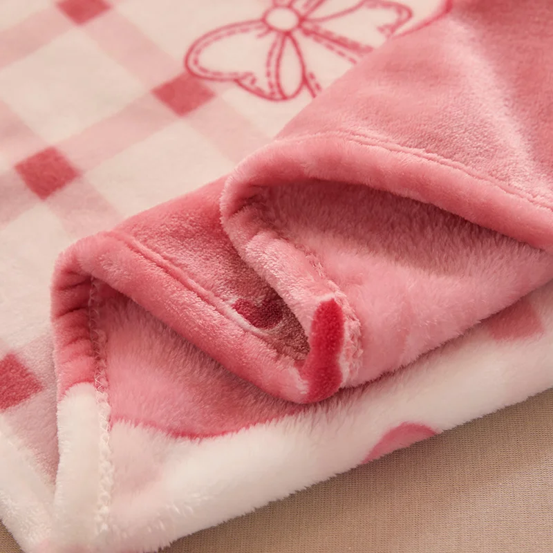 Girls Strawberry Cartoon Flannel Blanket 6