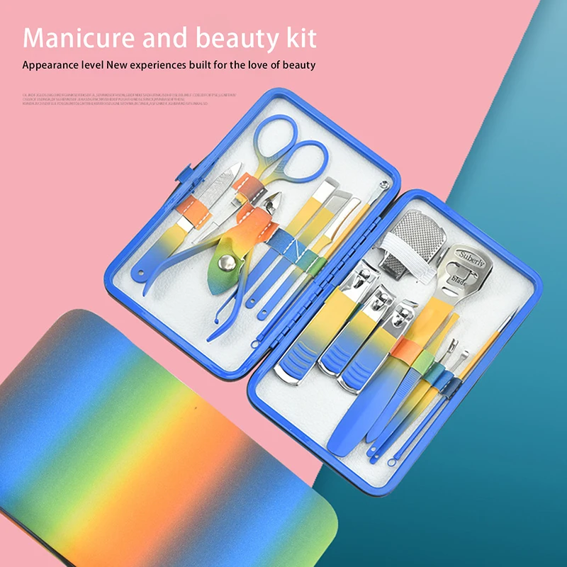 7-16 Pcs Manicure Set Pedicure Sets Gradient Colors Nail Clippers High-quality Steel Professional Nail