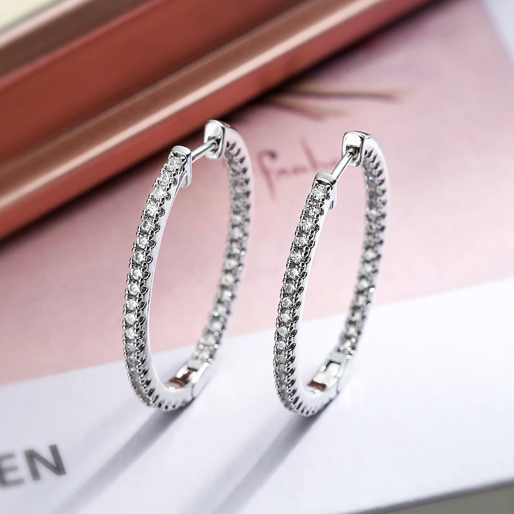 Orecchini A Cerchio Argentati In Argento Sterling 925 Con Zirconi Wen Orecchini A Bottone Scintillanti Con Pavé Di Orecchini A Cerchio Regalo Di Gioielli X251018 Da 4,6 € | DHgate