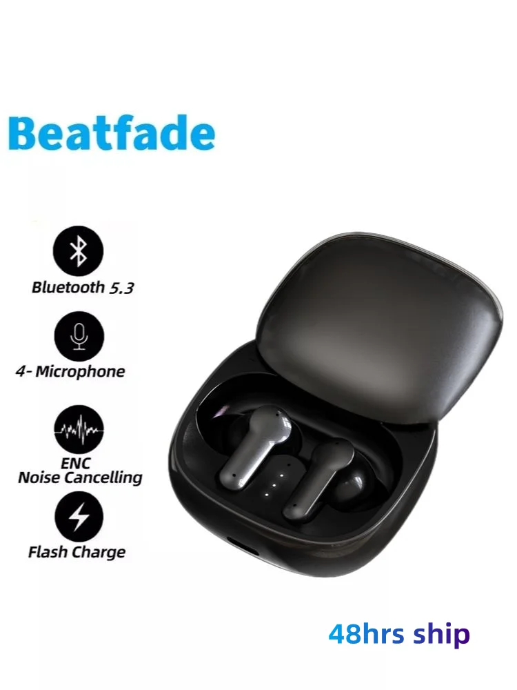 

Bluetooth Headphone V5.3 Wireless TWS Earphone Touch Control Earbuds 4 Microphones ENC Noise Cancelling HD Call Customizing APP