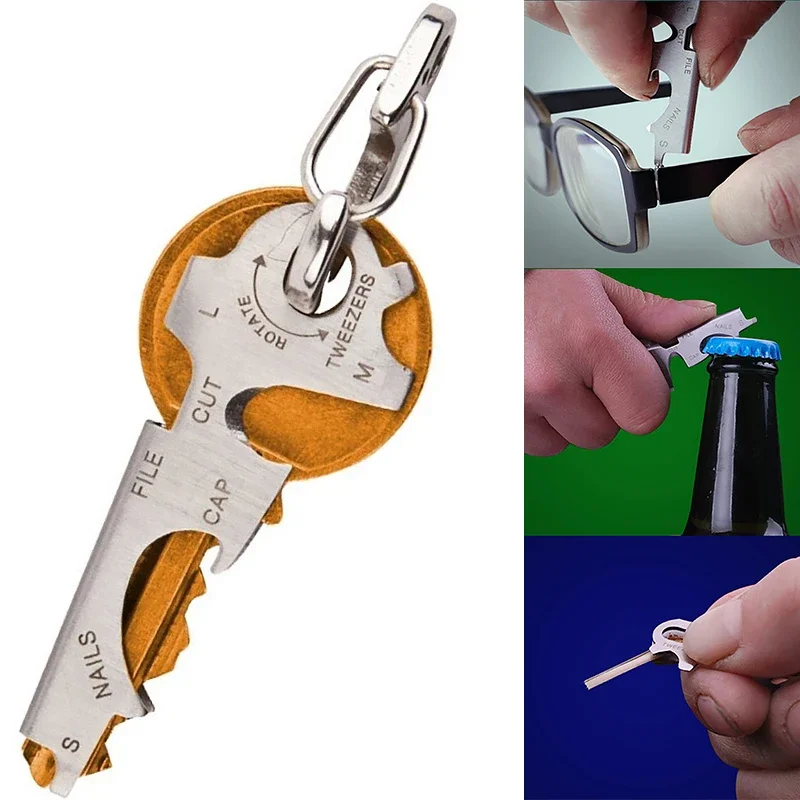 

Pocket 8 tool in 1 key ring edc gadget keytool multipurpose carabiner multitool multifunction gear clip multi quickdraw