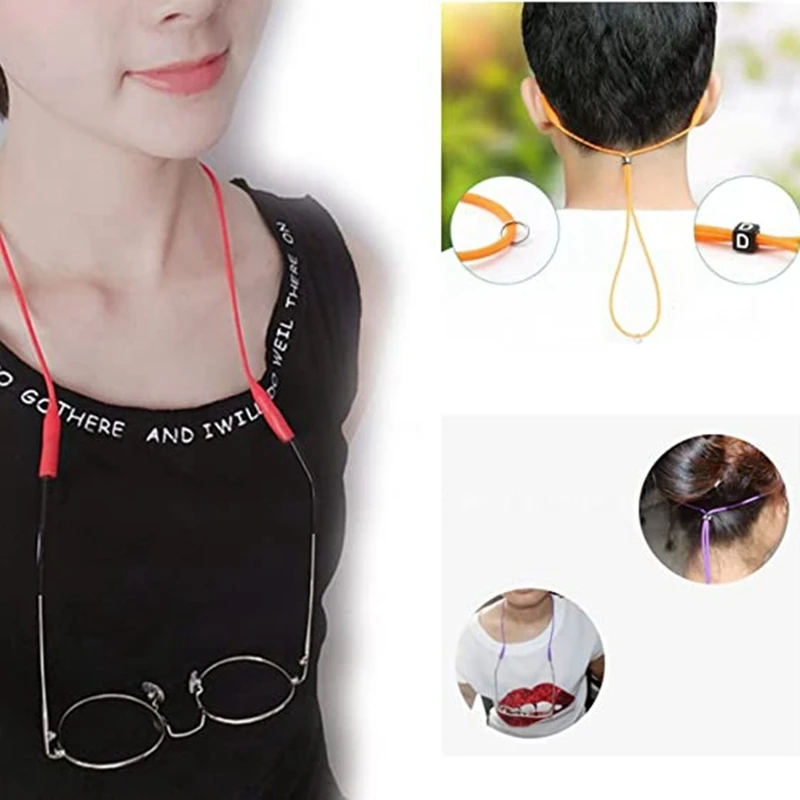 3Pcs 조정 가능한 탄성 실리콘 안경 스트랩 선글라스 체인 스포츠 Anti-Slip 문자열 안경 밧줄 밴드 코드 홀더 레이스