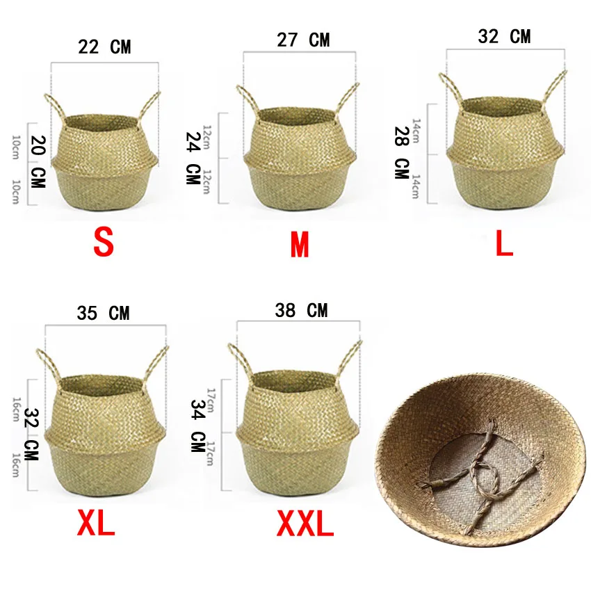 storage baskets Storage Baskets Straw Wicker Rattan Hanging Flowerpot Seagrass Folding Laundry Clthoes Baskets Garden Plant Basket Home Decor