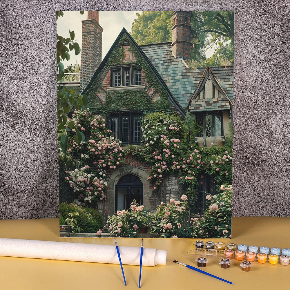 

Paint By Numbers Plant Flower House Coloring By Numbers Artwork For Adults Modern Painting Diy Picture Set Home Decoration