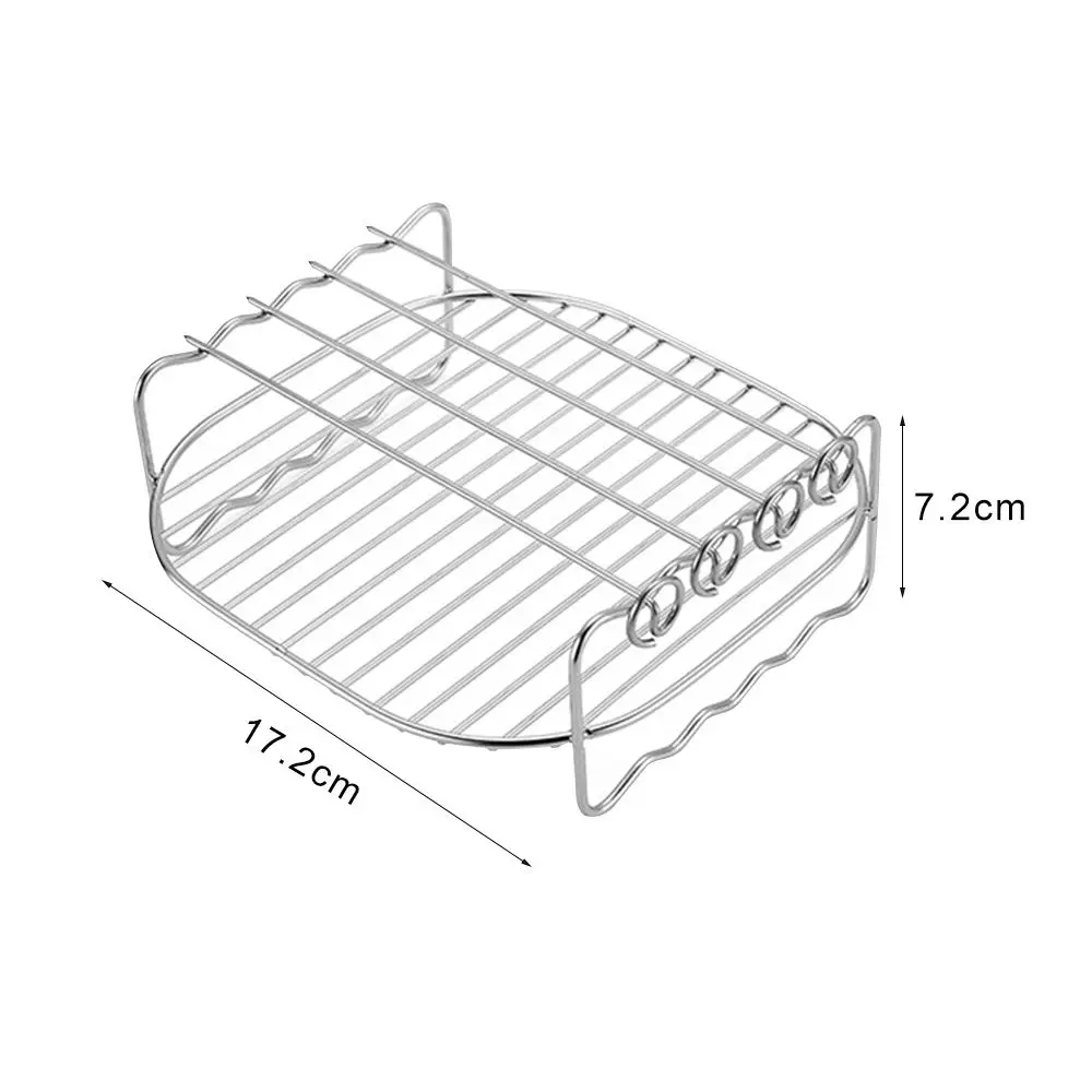 Baking Tray Skewers Air Fryer Stainless Steel Holder BBQ Rack Double-deck Home Baking Dishes Durable Tray Rack air fryer rack