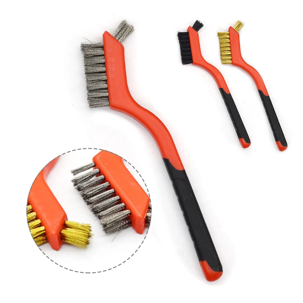 Stainless Steel Wire Brush Wire Brush Cleaning Brush Wire Cleaning Brush 7 Inch Industrial Cleaning Brush Brass Nylon Stainless Steel Wire Hard Bristle Brush Rust Remover Cleaning Gap Hand Tools